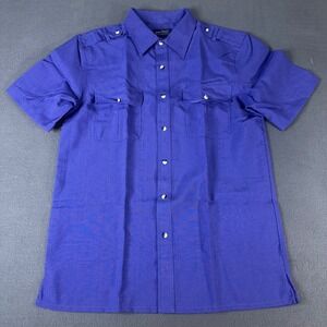 John Blair Mens Purple Short Sleeve Button Down Shirt Epaulettes Safari Medium